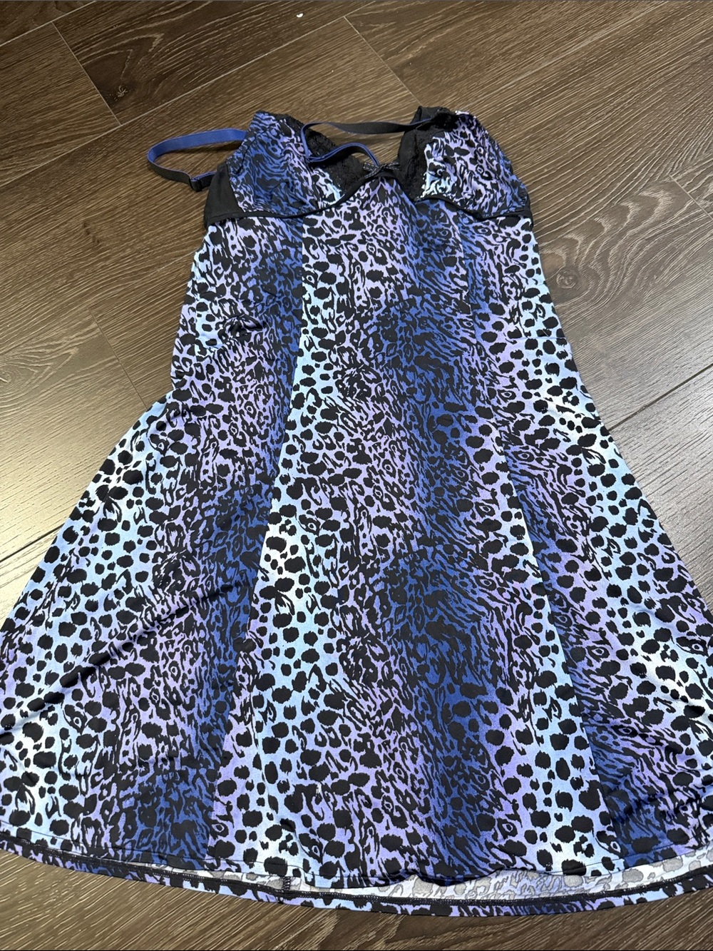 Betsey Johnson Blue Purple Leopard Chemise Nightgown